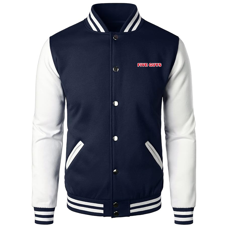 Men’s Five Guys Varsity Baseball Jacket Cotton Blend Letterman Jackets