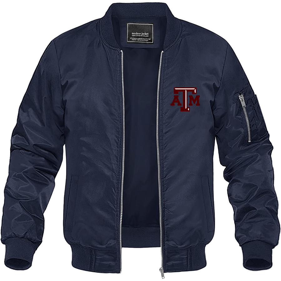 Men's Texas A&M Aggies Lightweight Bomber Jacket Windbreaker Softshell Varsity Jacket Coat