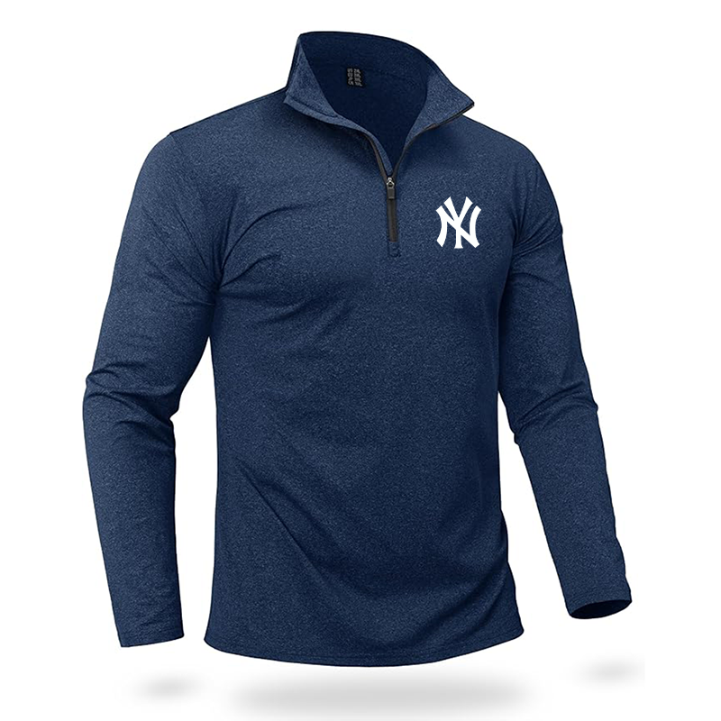 Men's New York NY Yankees Quarter Zip Pullover Premium Fleece Lined Heather Long Sleeve Golf Shirts Midweight 1/4 Half Zip Sweatshirts