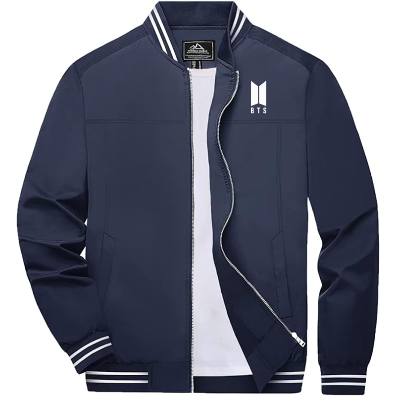 Men's BTS Boladeci Bomber Jackets Lightweight Water Resistant Breathable Spring Fall Full Zip Thin Windbreaker Light Jackets