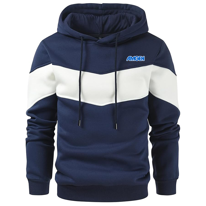 Men's Amgen Gesean Novelty Color Block Pullover Fleece Hoodie Long Sleeve Casual Sweatshirt with Pocket