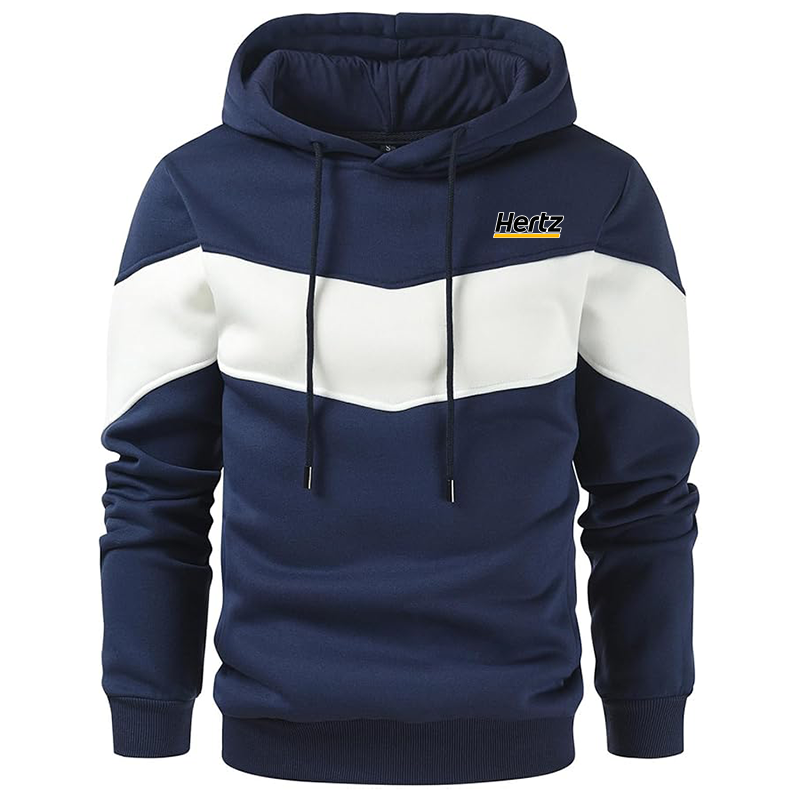Men's Hertz Gesean Novelty Color Block Pullover Fleece Hoodie Long Sleeve Casual Sweatshirt with Pocket