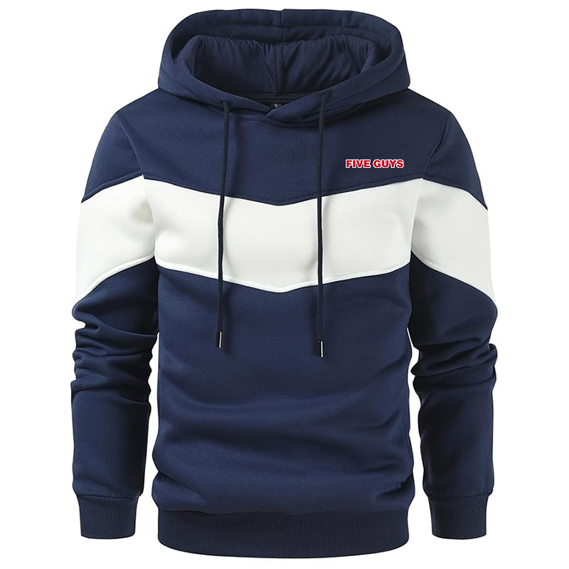 Men's Five Guys Gesean Novelty Color Block Pullover Fleece Hoodie Long Sleeve Casual Sweatshirt with Pocket