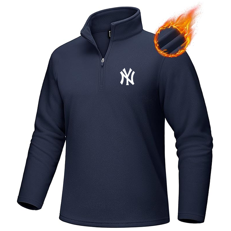 Men's New York NY Yankees MAGCOMSEN Quarter-Zip Pullover Polar Fleece Sweatshirt Stand Collar Long Sleeve Shirt for Men Thermal Winter Fall