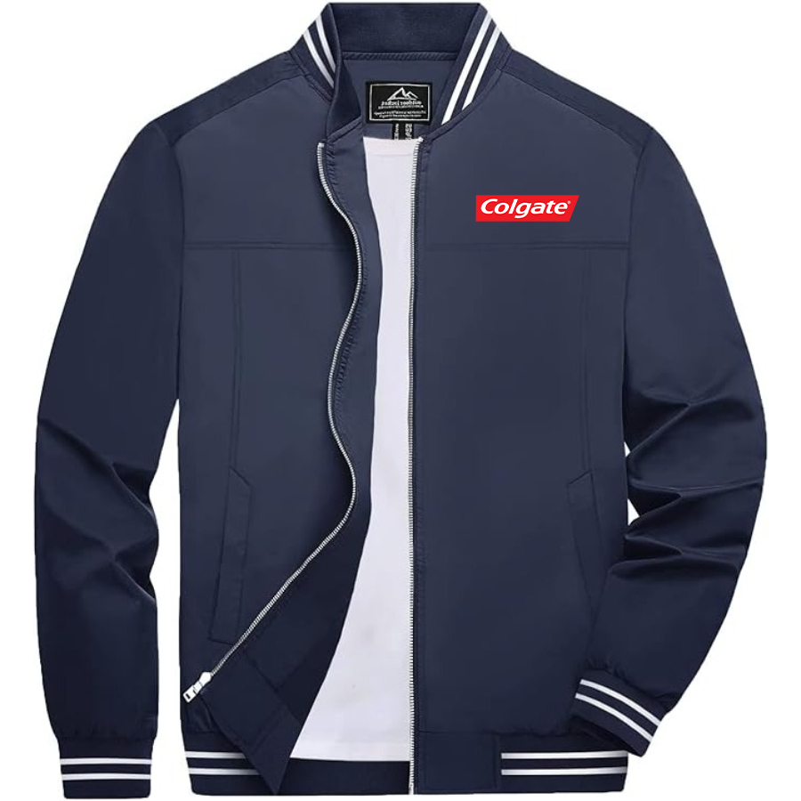 Men's Colgate Lightweight Zip-Up Bomber Jacket with Ribbed Collar and Cuffs Versatile Casual Outerwear
