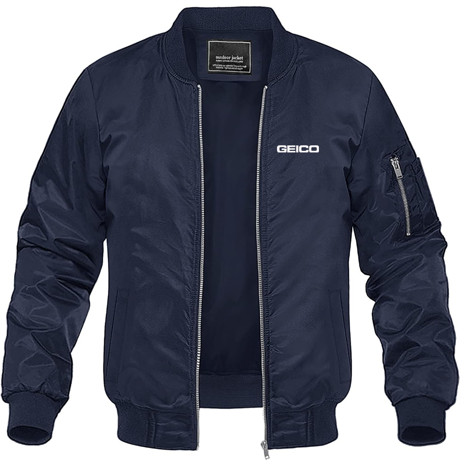 Men's Geico Lightweight Bomber Jacket Windbreaker Softshell Varsity Jacket