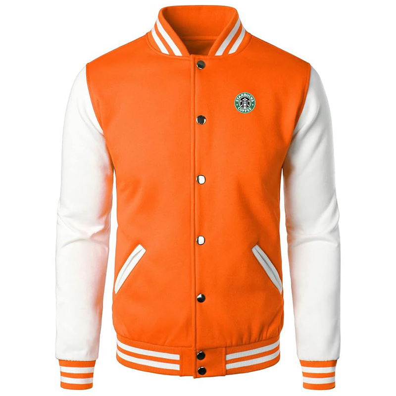 Men’s Starbucks Coffee Varsity Baseball Jacket Cotton Blend Letterman Jackets