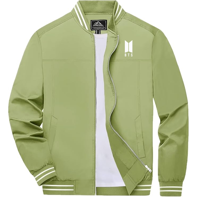 Men's BTS Boladeci Bomber Jackets Lightweight Water Resistant Breathable Spring Fall Full Zip Thin Windbreaker Light Jackets
