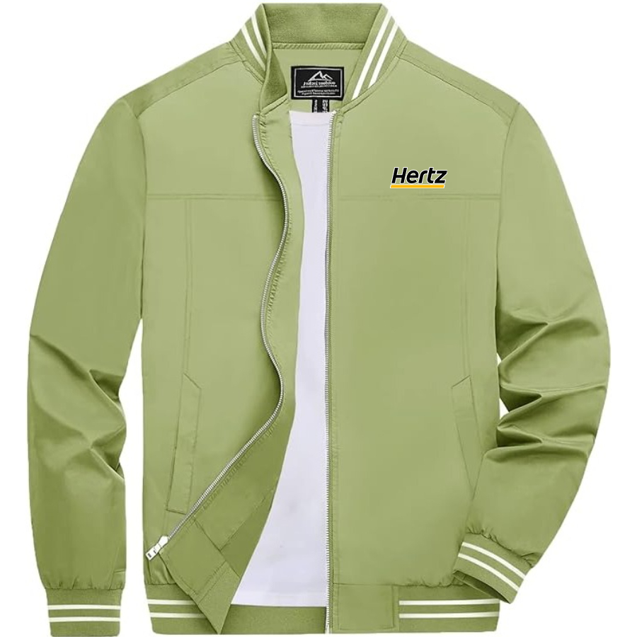 Men's Hertz Lightweight Zip-Up Bomber Jacket with Ribbed Collar and Cuffs Versatile Casual Outerwear
