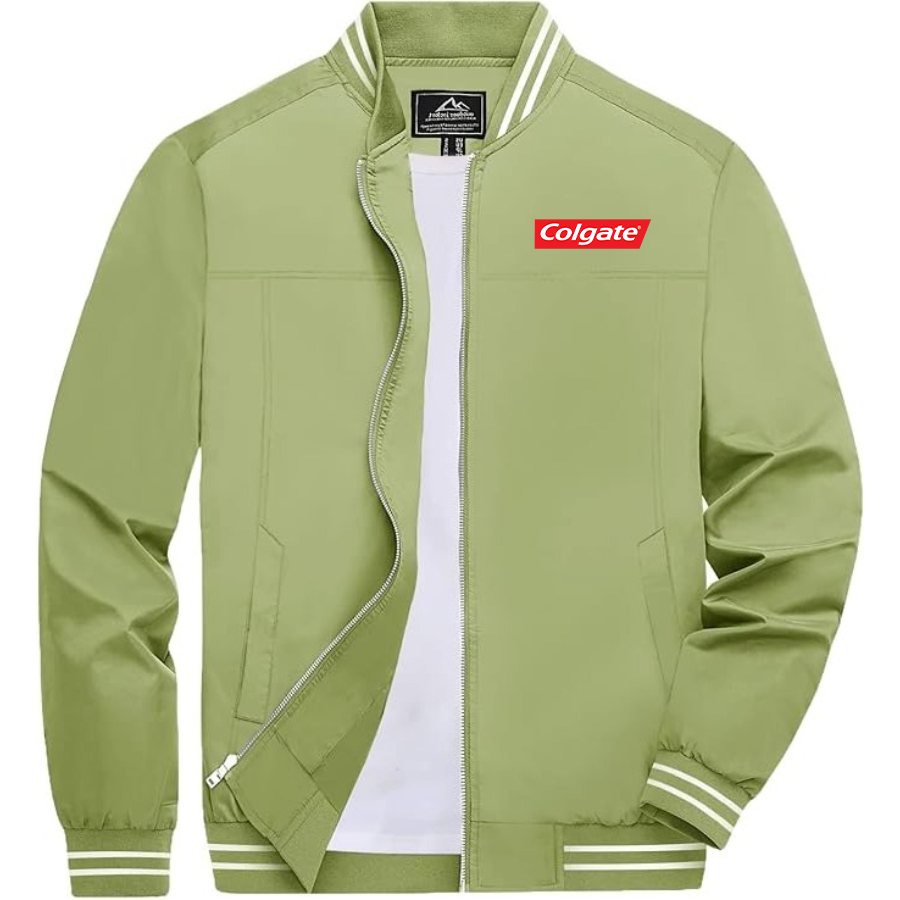 Men's Colgate Lightweight Zip-Up Bomber Jacket with Ribbed Collar and Cuffs Versatile Casual Outerwear