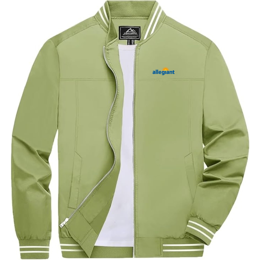 Men's Allegiant Air Lightweight Zip-Up Bomber Jacket with Ribbed Collar and Cuffs Versatile Casual Outerwear