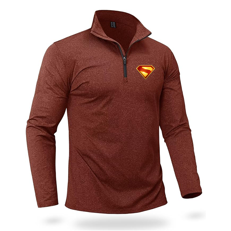 Men's Superman 2025 Quarter Zip Pullover Premium Fleece Lined Heather Long Sleeve Golf Shirts Midweight 1/4 Half Zip Sweatshirts