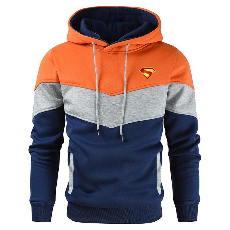 Men's Superman 2025 Gesean Novelty Color Block Pullover Fleece Hoodie Long Sleeve Casual Sweatshirt with Pocket