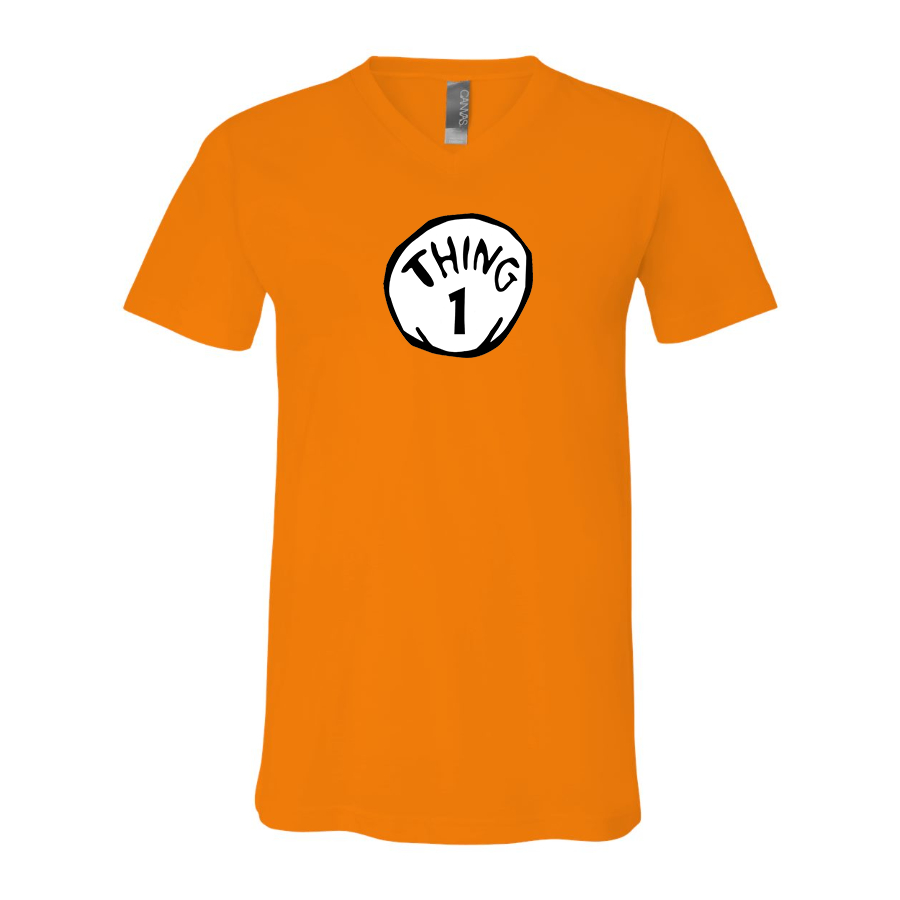 Men's Dr. Suess Thing 1 BELLA CANVAS Jersey V-Neck Tee