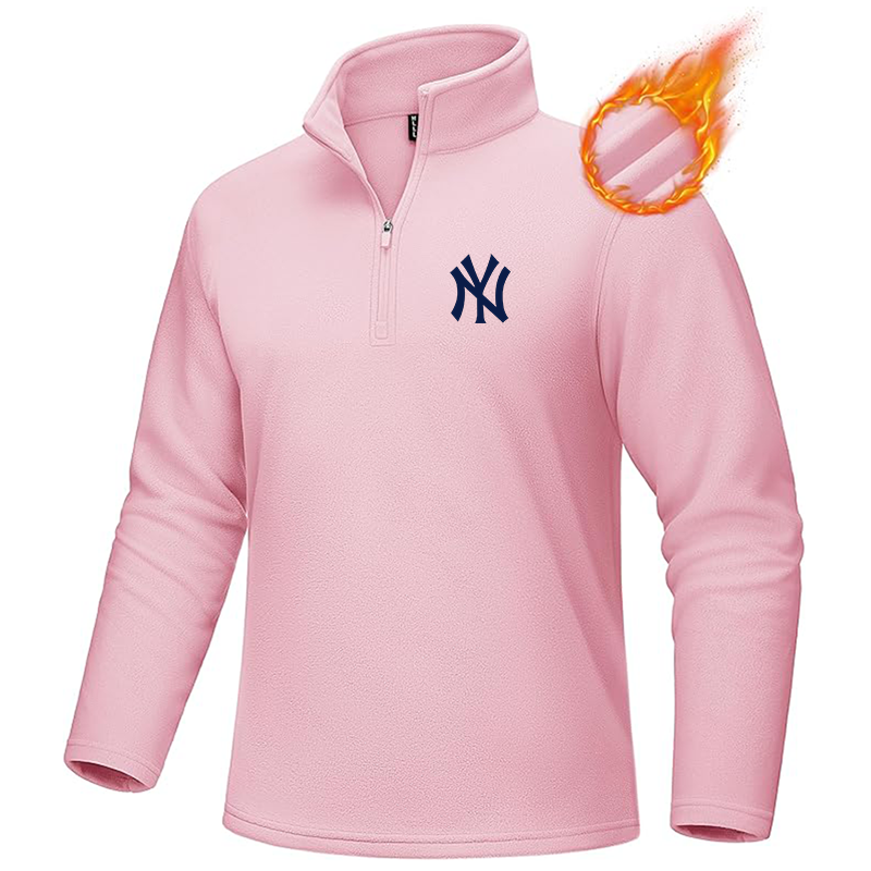 Men's New York NY Yankees MAGCOMSEN Quarter-Zip Pullover Polar Fleece Sweatshirt Stand Collar Long Sleeve Shirt for Men Thermal Winter Fall