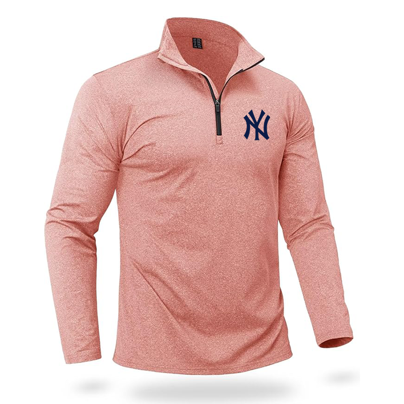 Men's New York NY Yankees Quarter Zip Pullover Premium Fleece Lined Heather Long Sleeve Golf Shirts Midweight 1/4 Half Zip Sweatshirts