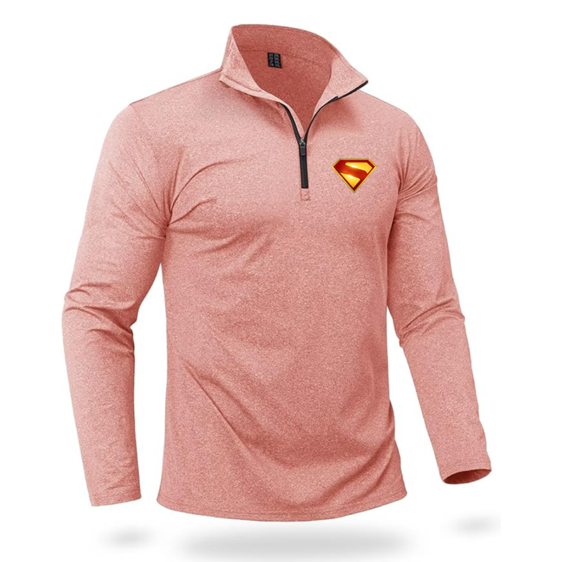 Men's Superman 2025 Quarter Zip Pullover Premium Fleece Lined Heather Long Sleeve Golf Shirts Midweight 1/4 Half Zip Sweatshirts