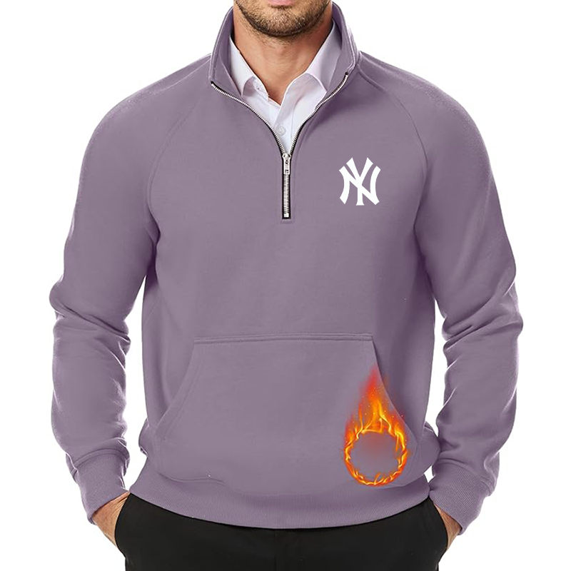 Men's New York NY Yankees JMIERR Quarter Zip Pullover Heavy Sweatshirts Warm Fleece Sweatshirt Polo