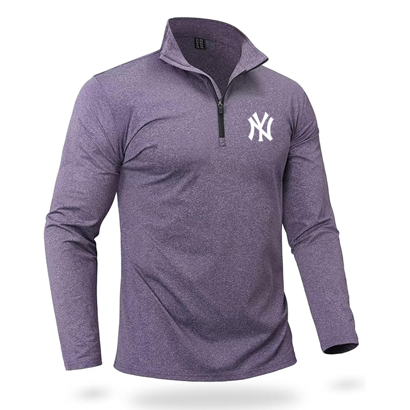 Men's New York NY Yankees Quarter Zip Pullover Premium Fleece Lined Heather Long Sleeve Golf Shirts Midweight 1/4 Half Zip Sweatshirts