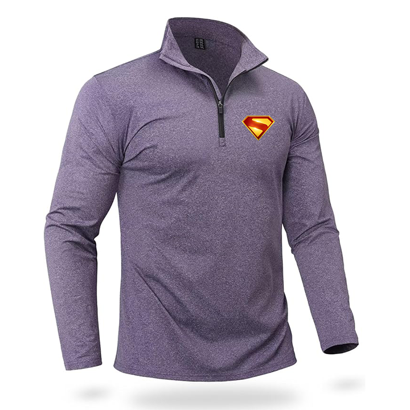 Men's Superman 2025 Quarter Zip Pullover Premium Fleece Lined Heather Long Sleeve Golf Shirts Midweight 1/4 Half Zip Sweatshirts