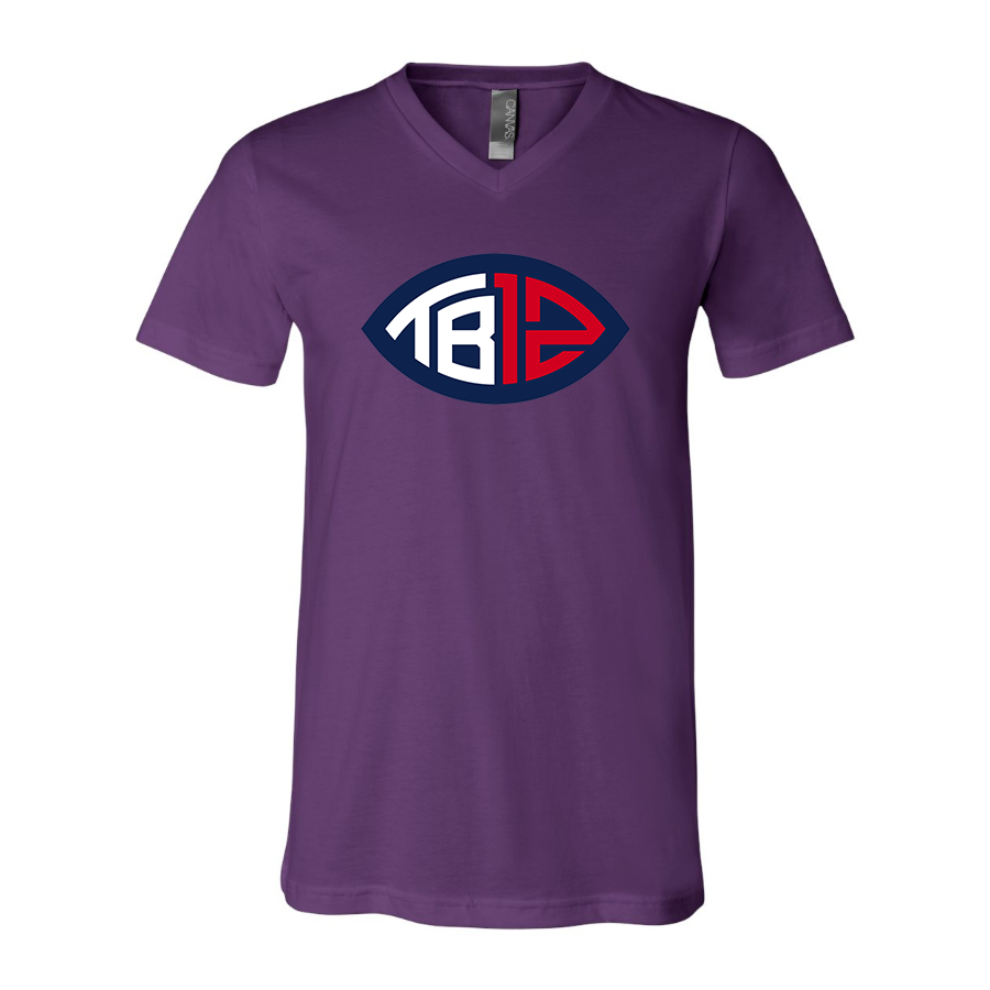 Men's Tom Brady 12 BELLA CANVAS Jersey V-Neck Tee