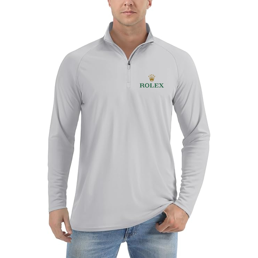 Men's Rolex Lightweight Quarter-Zip Athletic Shirt Long Sleeve Performance Wear