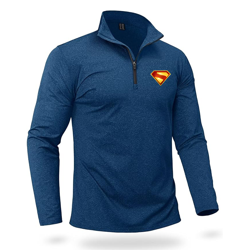 Men's Superman 2025 Quarter Zip Pullover Premium Fleece Lined Heather Long Sleeve Golf Shirts Midweight 1/4 Half Zip Sweatshirts