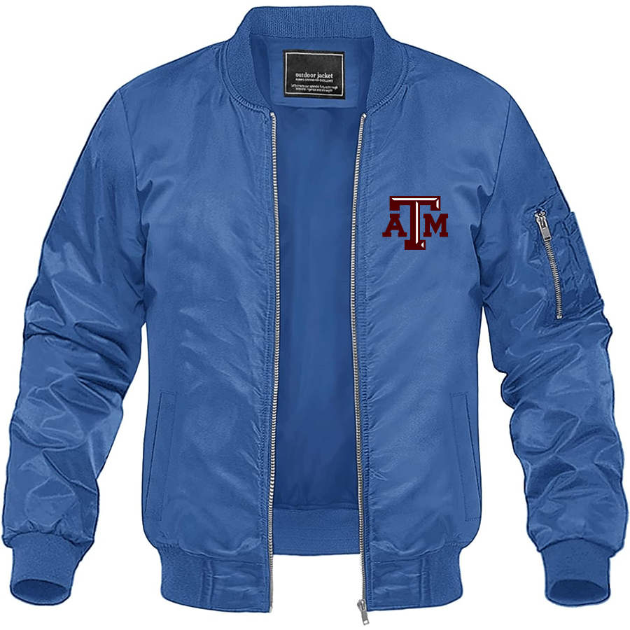 Men's Texas A&M Aggies Lightweight Bomber Jacket Windbreaker Softshell Varsity Jacket Coat