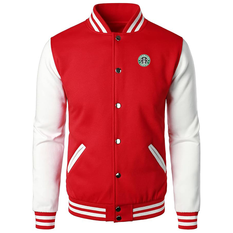 Men’s Starbucks Coffee Varsity Baseball Jacket Cotton Blend Letterman Jackets
