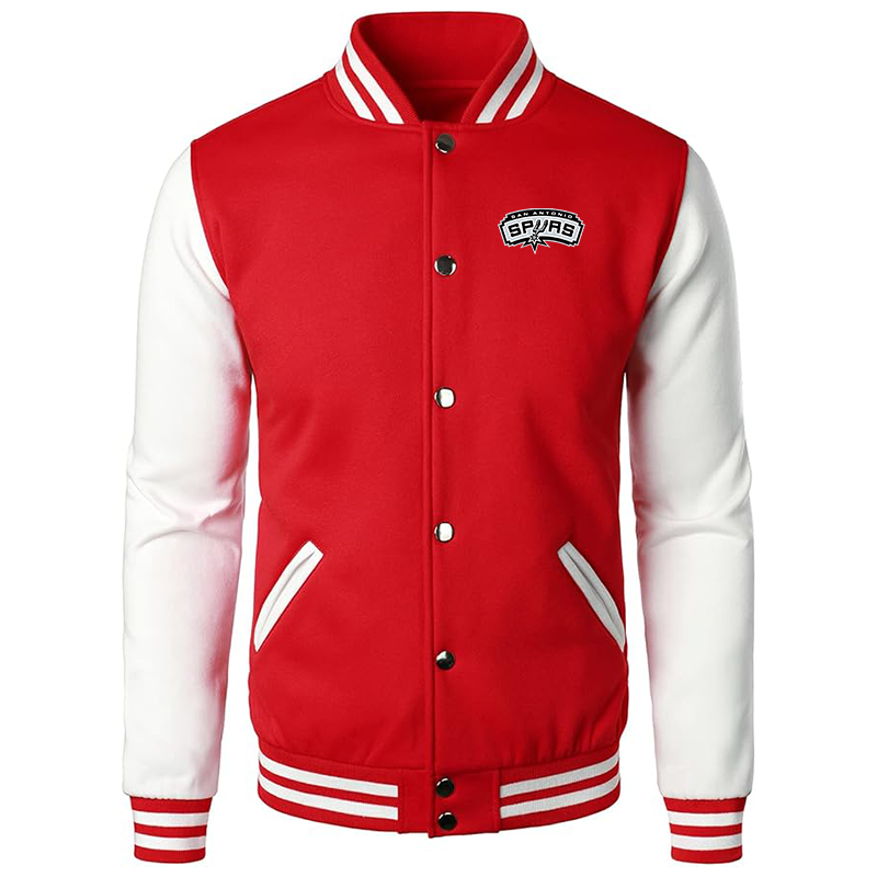 Men’s San Antonio Spurs Varsity Baseball Jacket Cotton Blend Letterman Jackets