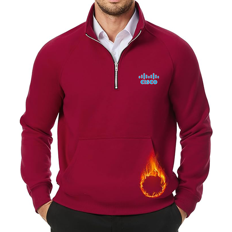 Men's Cisco JMIERR Quarter Zip Pullover Heavy Sweatshirts Warm Fleece Sweatshirt Polo