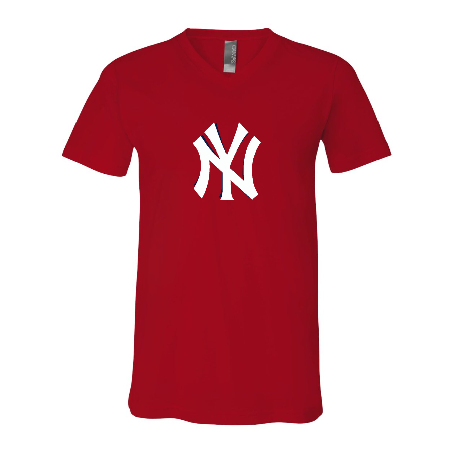 New York NY Yankees BELLA CANVAS Jersey V-Neck Tee