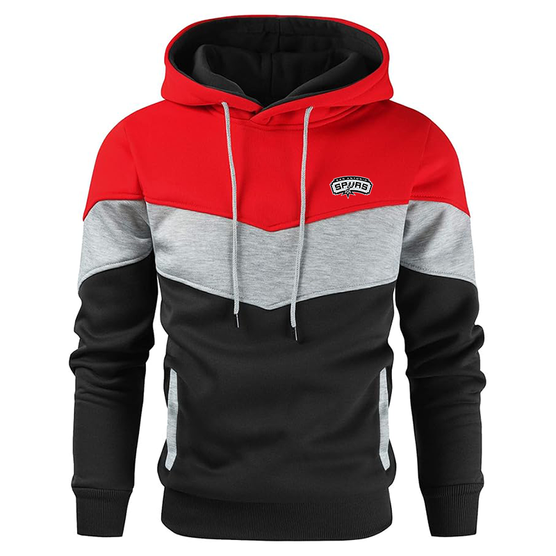 Men's San Antonio Spurs Gesean Novelty Color Block Pullover Fleece Hoodie Long Sleeve Casual Sweatshirt with Pocket