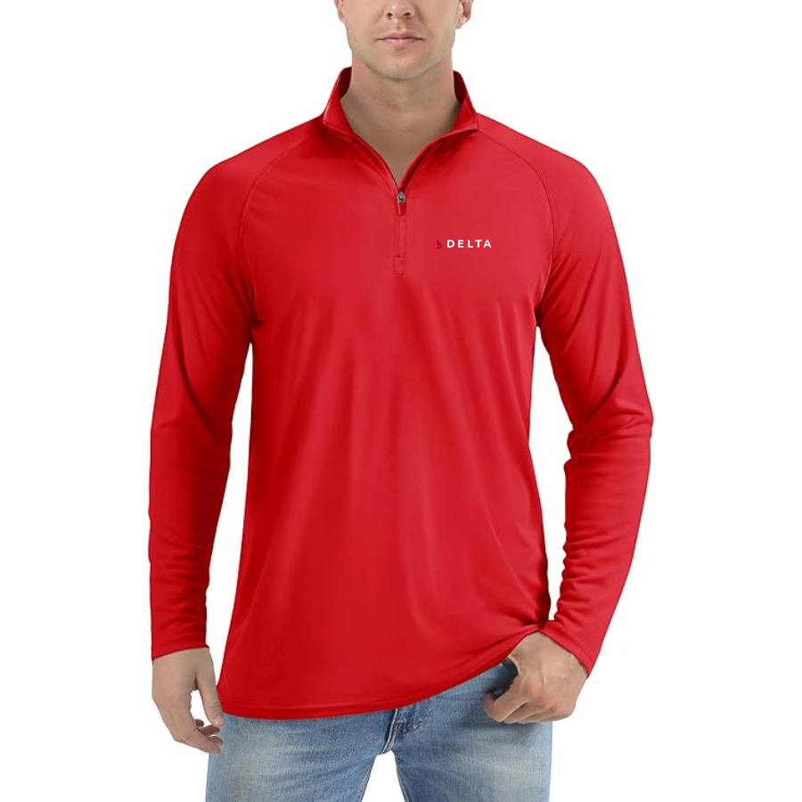 Men's Delta Airlines Lightweight Quarter-Zip Athletic Shirt Long Sleeve Performance Wear