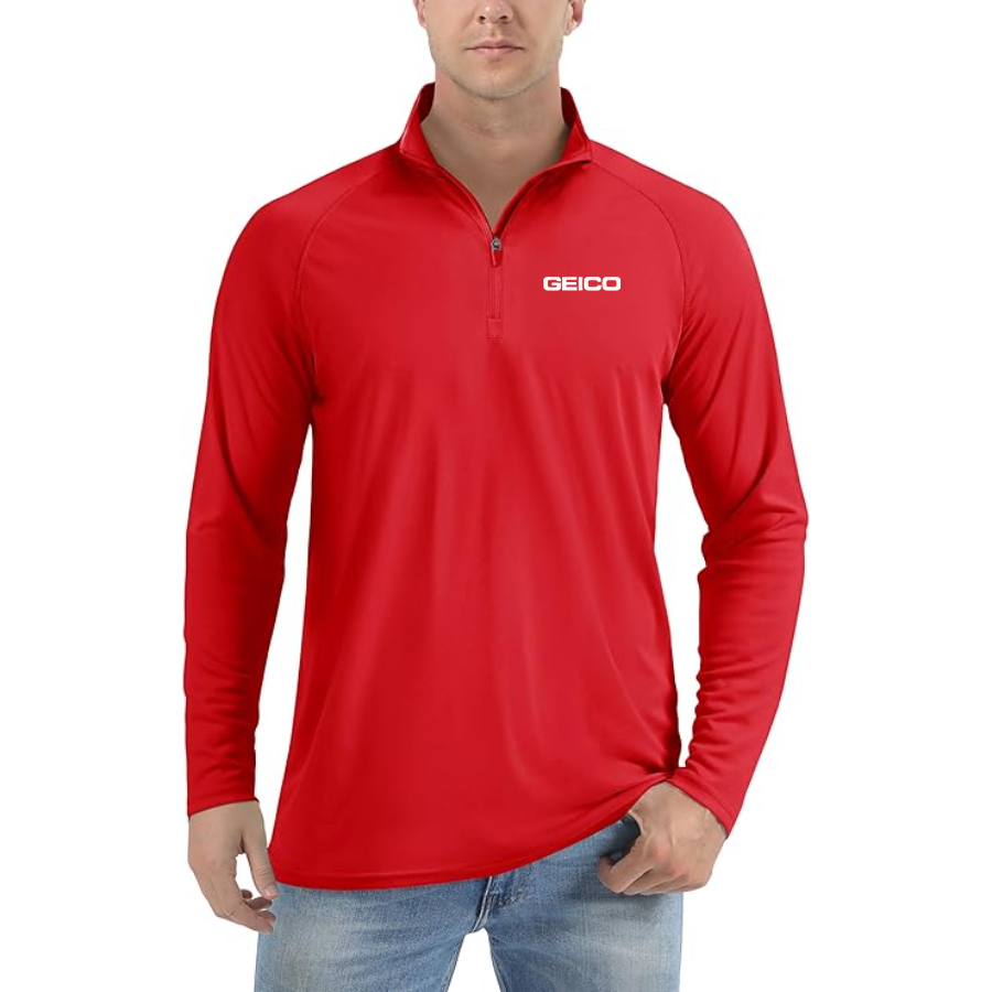 Men's Geico Lightweight Quarter-Zip Athletic Shirt Long Sleeve Performance Wear
