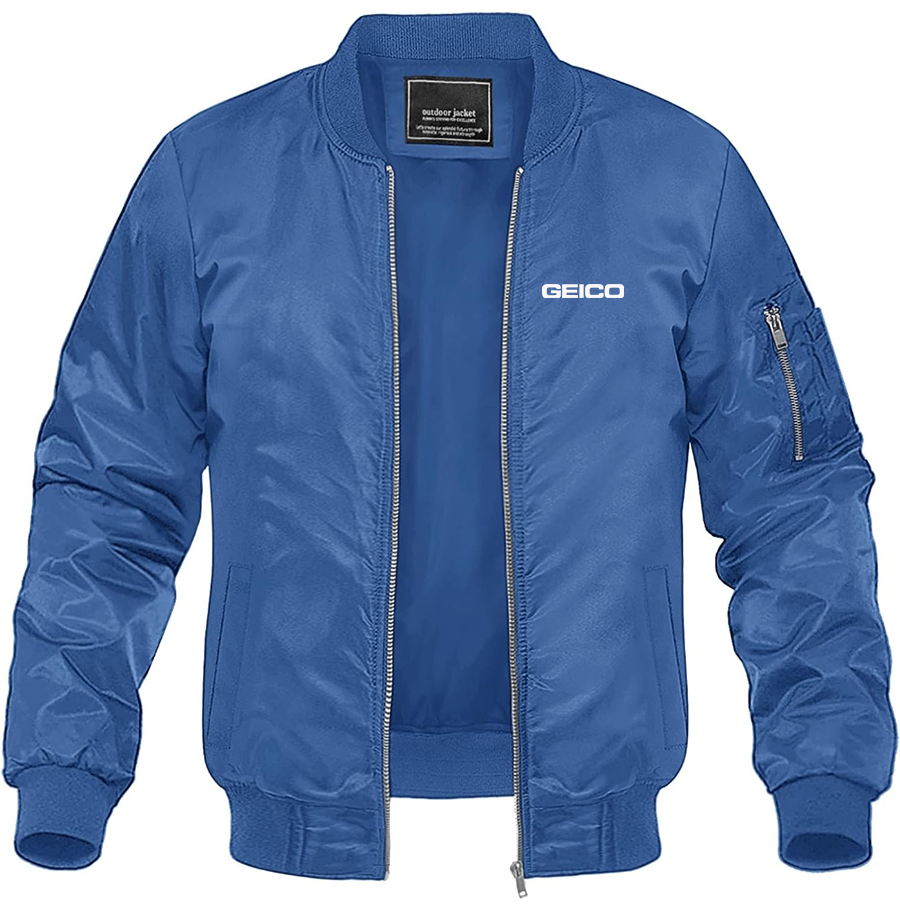 Men's Geico Lightweight Bomber Jacket Windbreaker Softshell Varsity Jacket