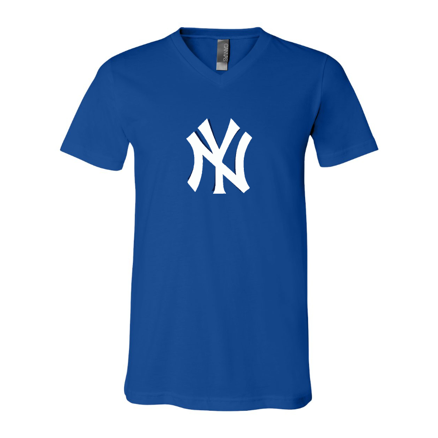 New York NY Yankees BELLA CANVAS Jersey V-Neck Tee