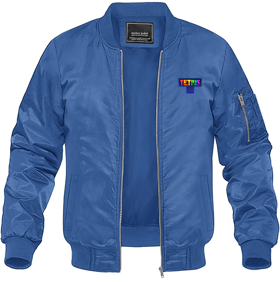 Men's Tetris Lightweight Bomber Jacket Windbreaker Softshell Varsity Jacket