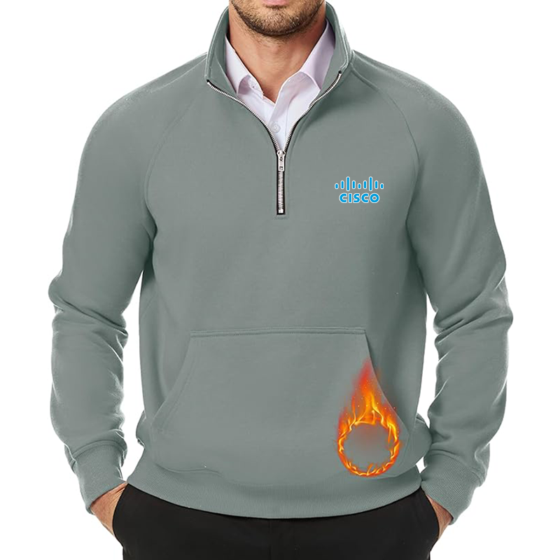 Men's Cisco JMIERR Quarter Zip Pullover Heavy Sweatshirts Warm Fleece Sweatshirt Polo