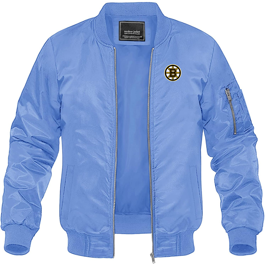 Men's NHL Boston Bruins Lightweight Bomber Jacket Windbreaker Softshell Varsity Jacket
