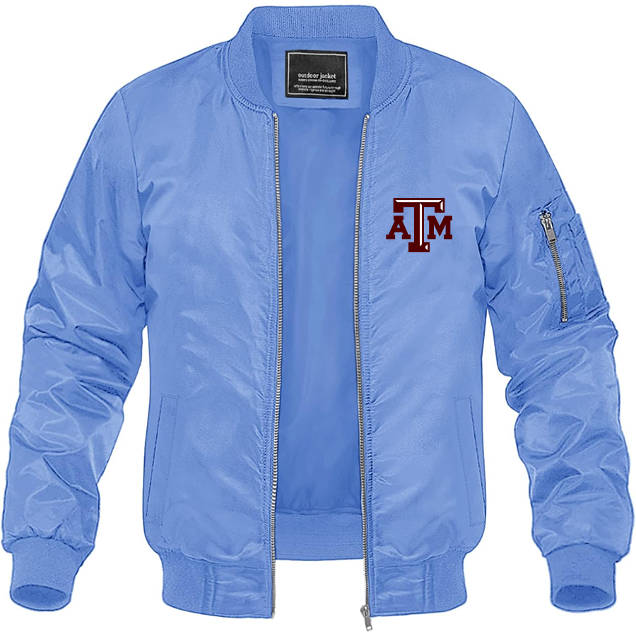 Men's Texas A&M Aggies Lightweight Bomber Jacket Windbreaker Softshell Varsity Jacket Coat
