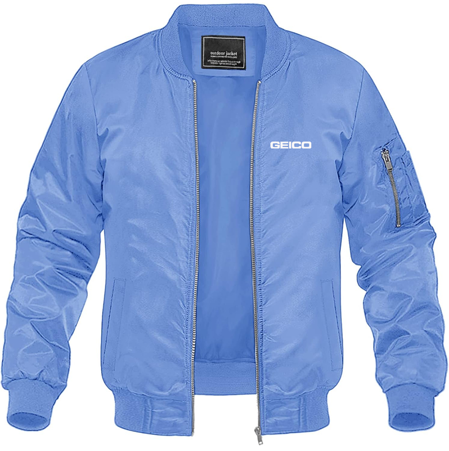 Men's Geico Lightweight Bomber Jacket Windbreaker Softshell Varsity Jacket