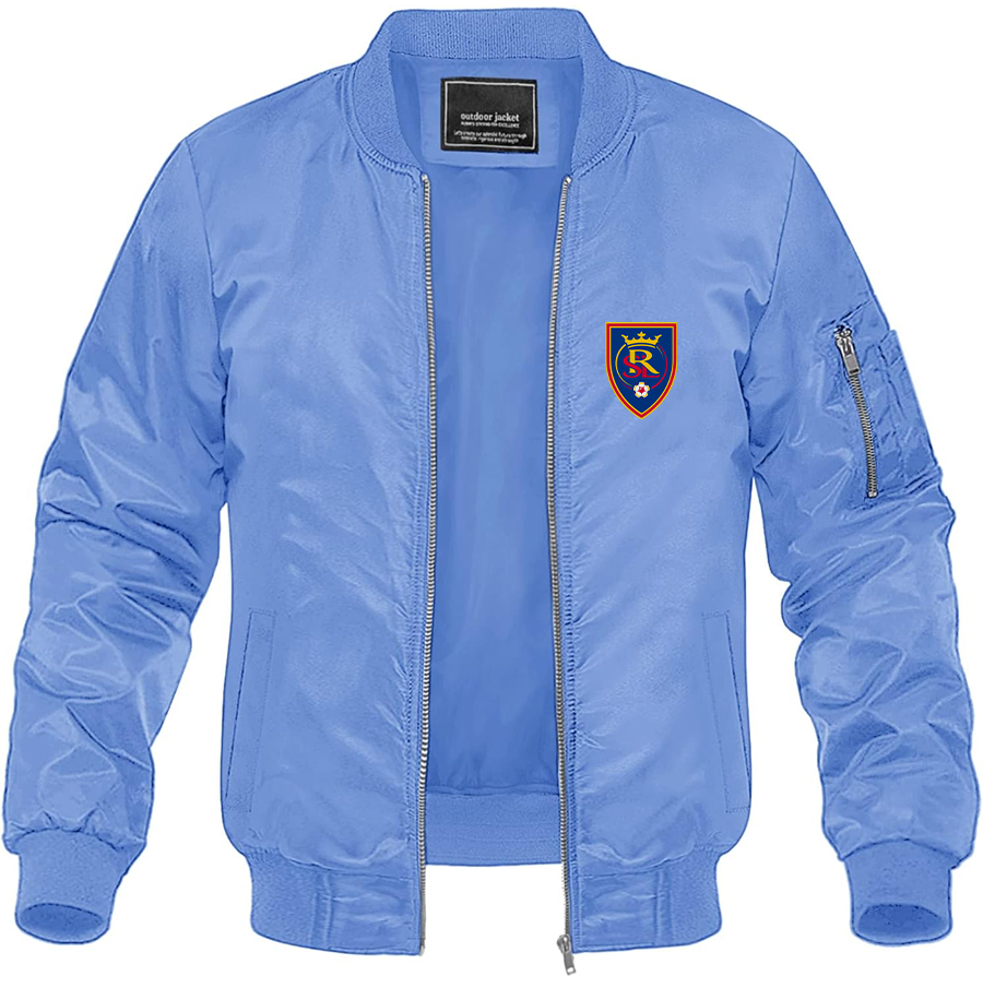 Men's Real Salt Lake Soccer Lightweight Bomber Jacket Windbreaker Softshell Varsity Jacket