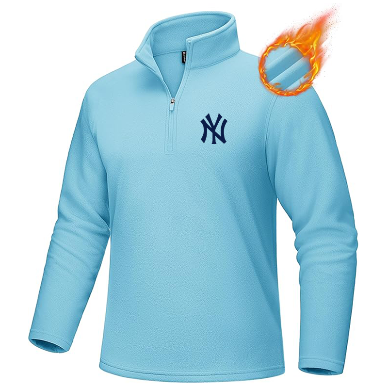 Men's New York NY Yankees MAGCOMSEN Quarter-Zip Pullover Polar Fleece Sweatshirt Stand Collar Long Sleeve Shirt for Men Thermal Winter Fall