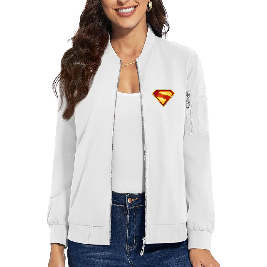 Women's Superman 2025 Premium Bomber Jacket with Polished Detailing and Functional Sleeve Pocket Modern Luxury Outerwear
