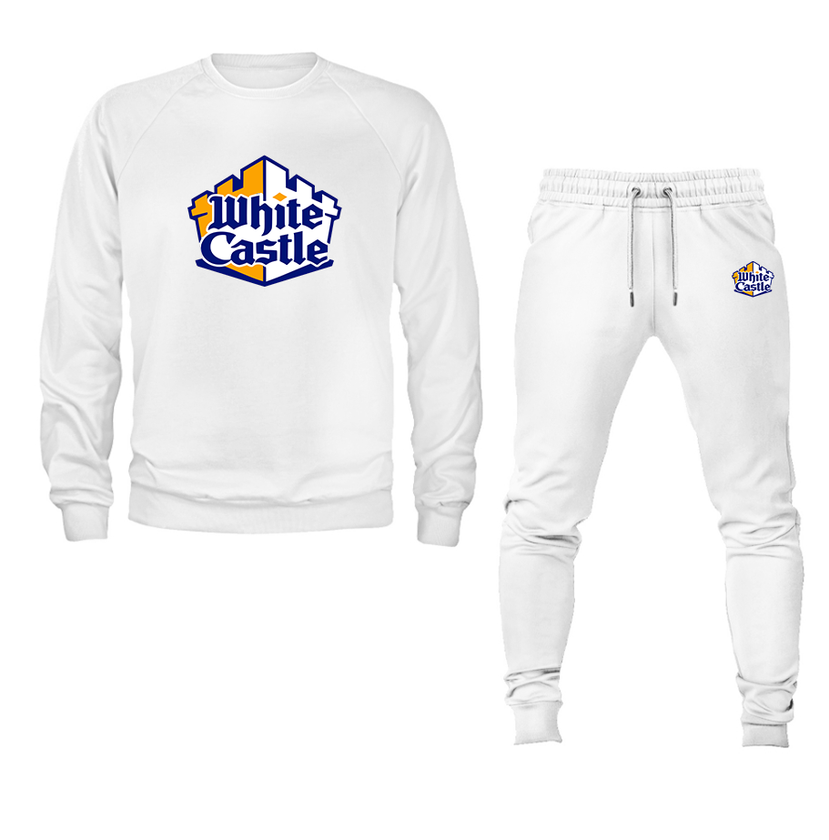 Men's White Castle Crewneck Sweatshirt Joggers Suit