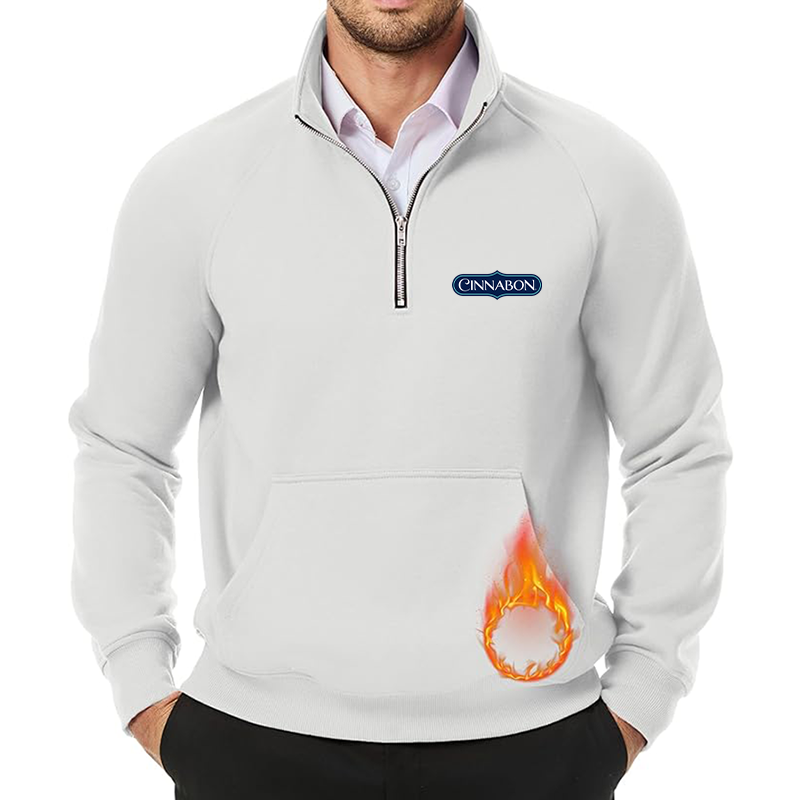Men's Cinnabon JMIERR Quarter Zip Pullover Heavy Sweatshirts Warm Fleece Sweatshirt Polo