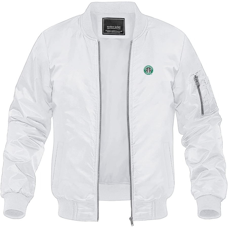 Men's Starbucks Coffee Lightweight Bomber Jacket Windbreaker Softshell Varsity Jacket