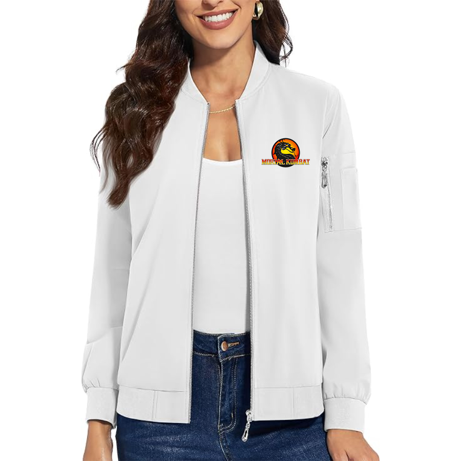 Women's Mortal Kombat Premium Bomber Jacket with Polished Detailing and Functional Sleeve Pocket Modern Luxury Outerwear