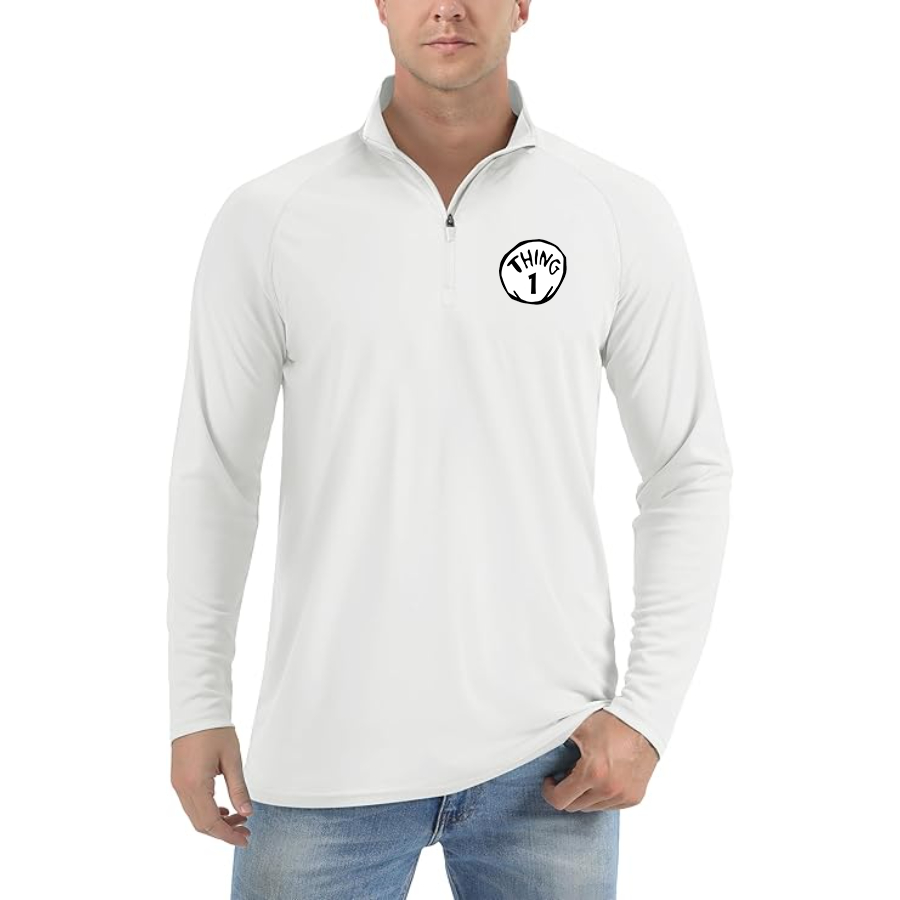 Men's Dr. Suess Thing 1 Lightweight Quarter-Zip Athletic Shirt Long Sleeve Performance Wear
